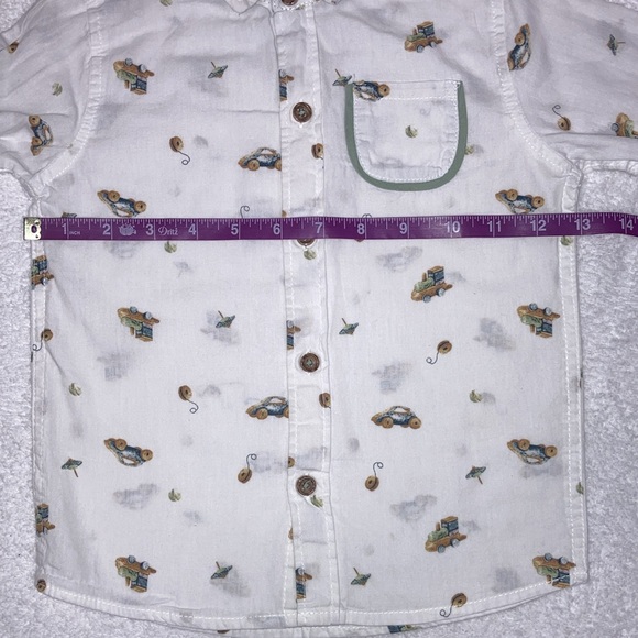 Little lad button down car, train, yo-yo, top shirt size 4t - Picture 3 of 7